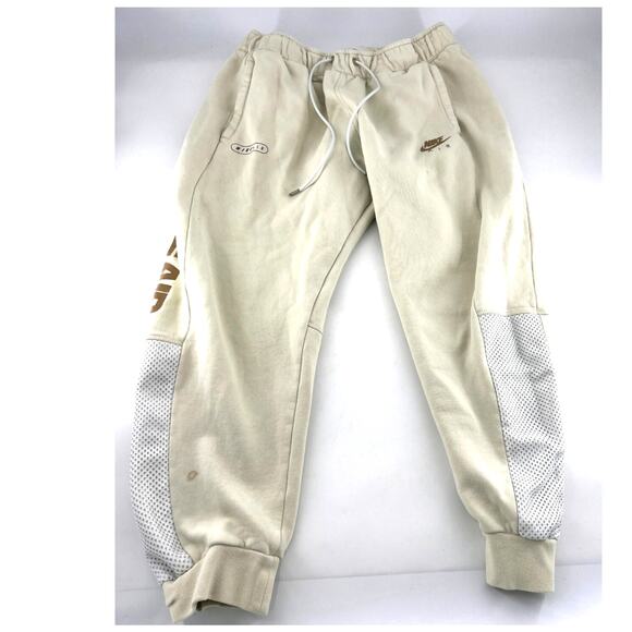 Nike Air Sweatpants Womens XXL Cream Drawstring Sportswear Y2k Activewear Jogger - Picture 1 of 9
